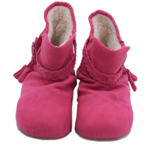 L'Amour Little Girls Fuchsia Suede Faux Lining Ankle Boots 5-10 Toddler - SophiasStyle.com